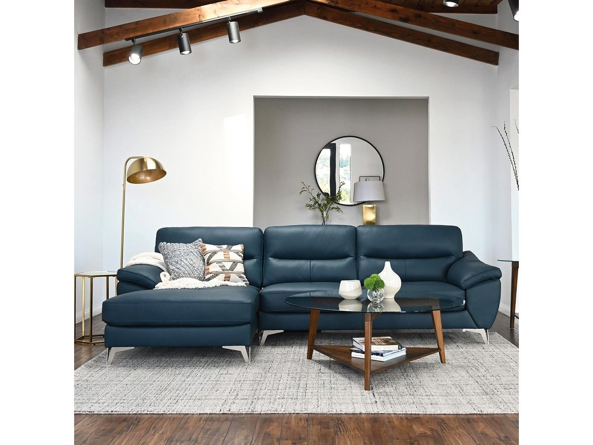 Cadence Top Grain Leather Sectional, Blue Default Title