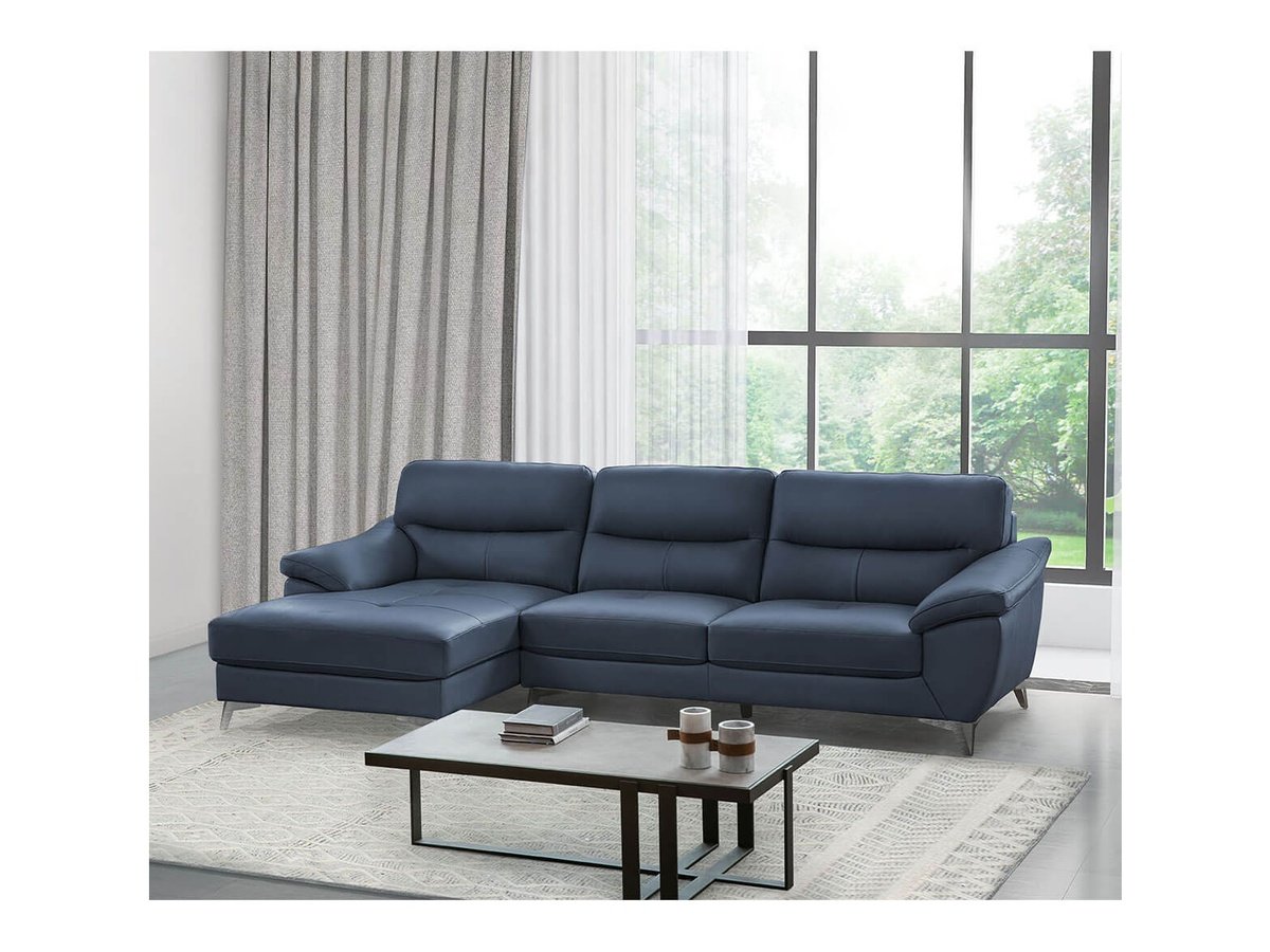 Cadence Top Grain Leather Sectional, Blue Default Title