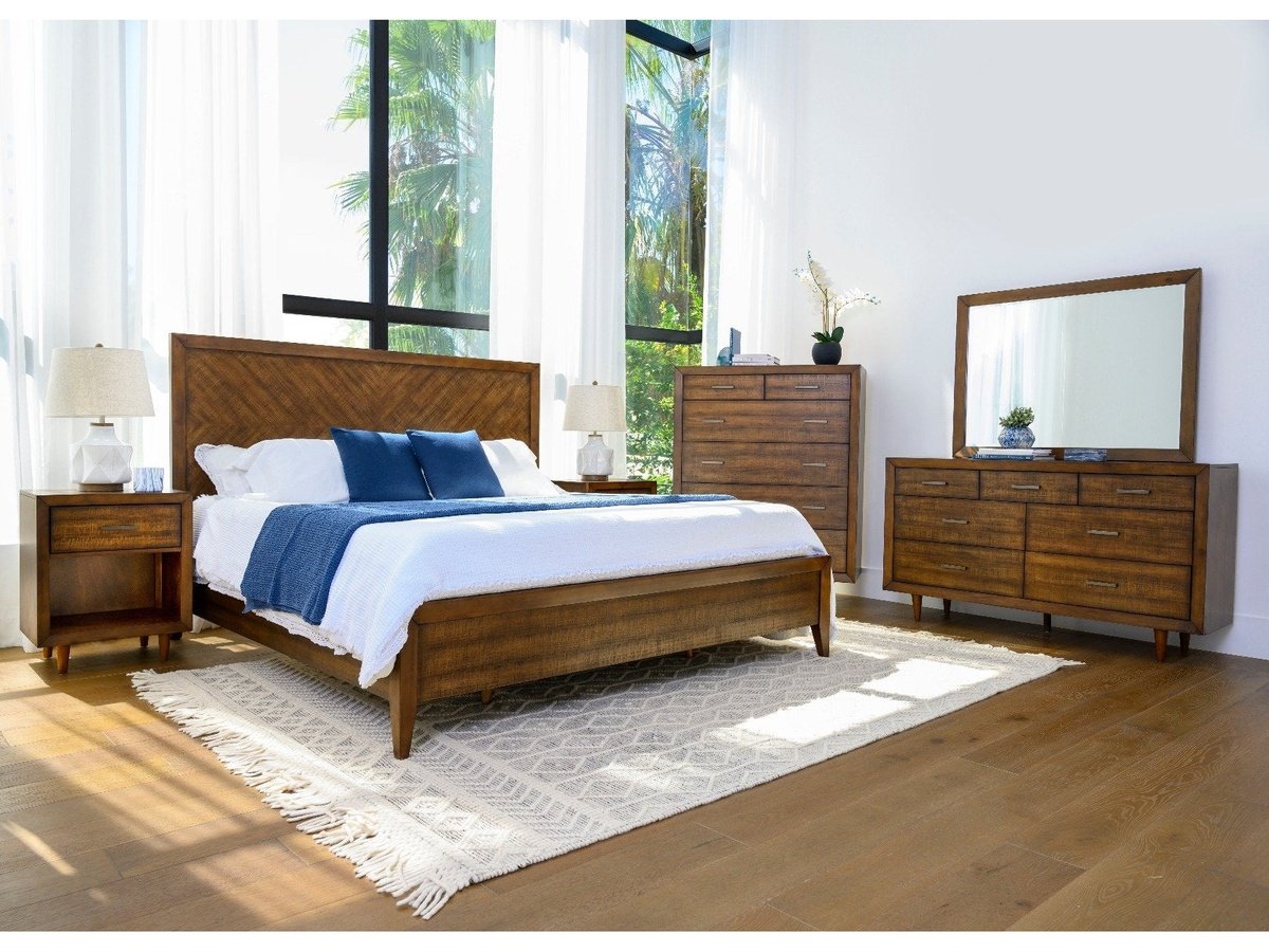 Retro Wood Platform Bed, King Default Title