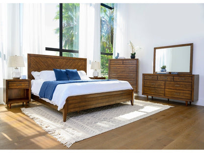 Retro Wood Platform Bed, King Default Title