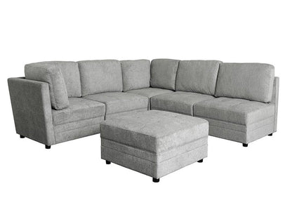 Brentwood 6-piece Fabric Modular Sectional Set, Grey Default Title