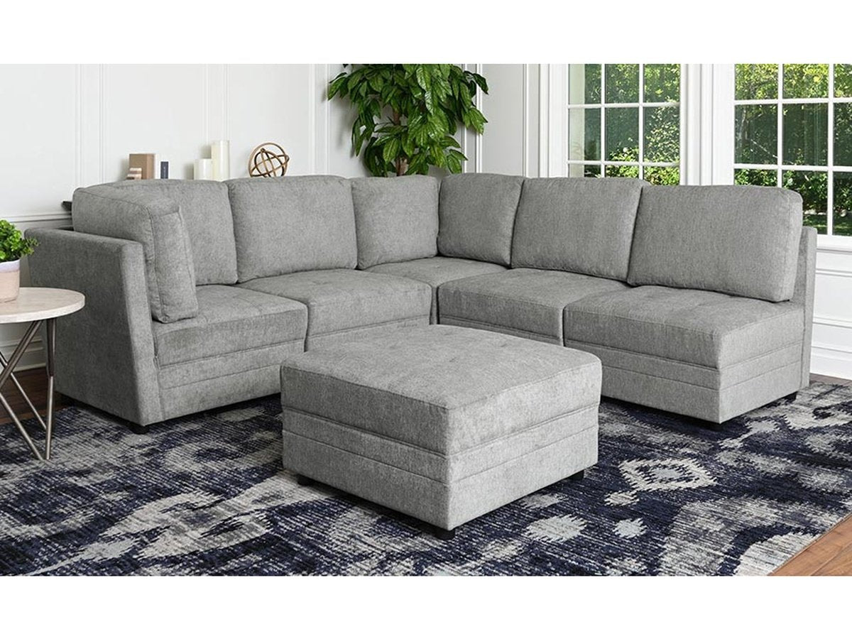 Brentwood 6-piece Fabric Modular Sectional Set, Grey Default Title