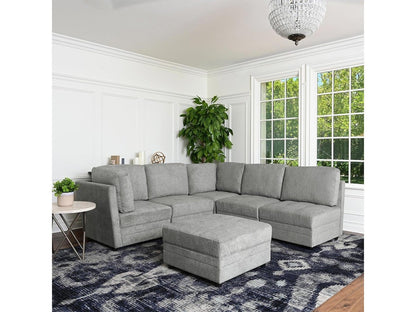 Brentwood 6-piece Fabric Modular Sectional Set, Grey Default Title