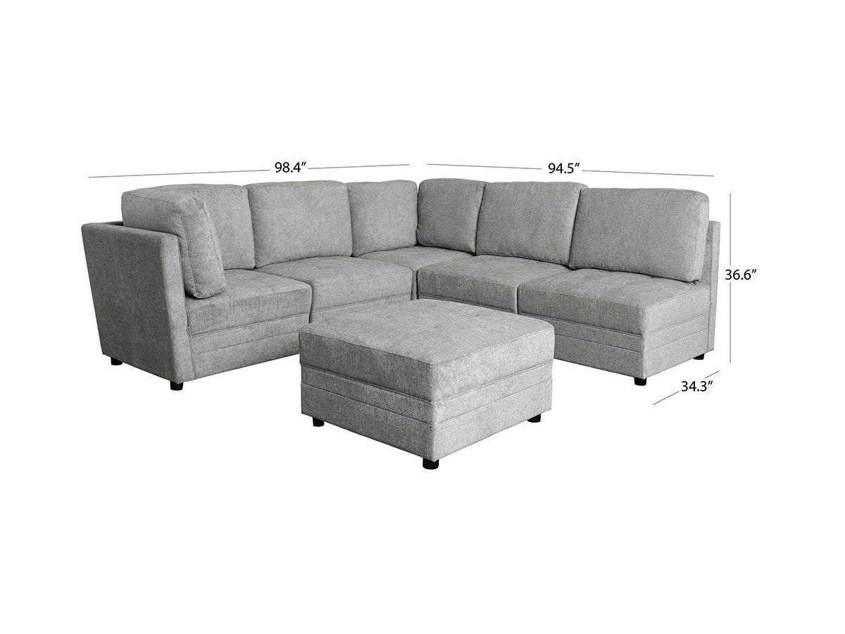 Brentwood 6-piece Fabric Modular Sectional Set, Grey Default Title