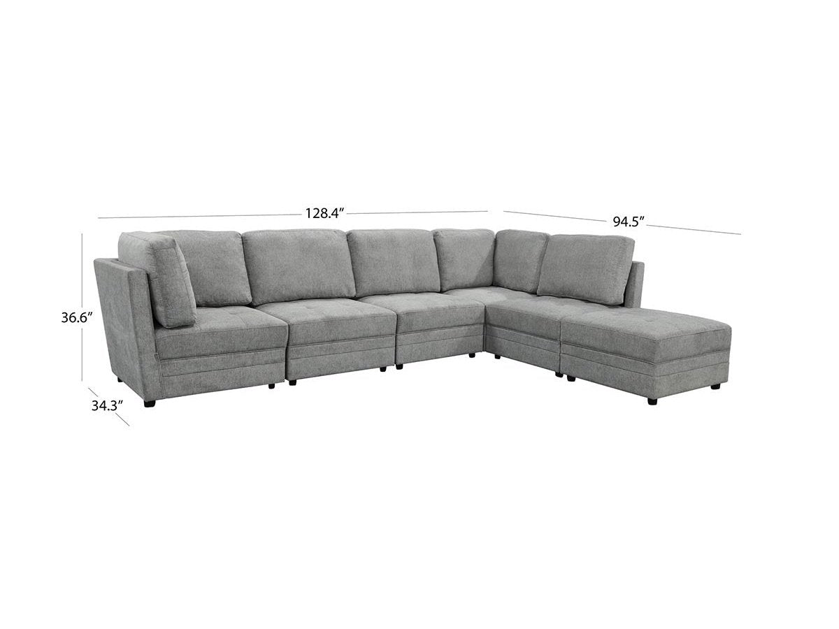 Brentwood 6-piece Fabric Modular Sectional Set, Grey Default Title