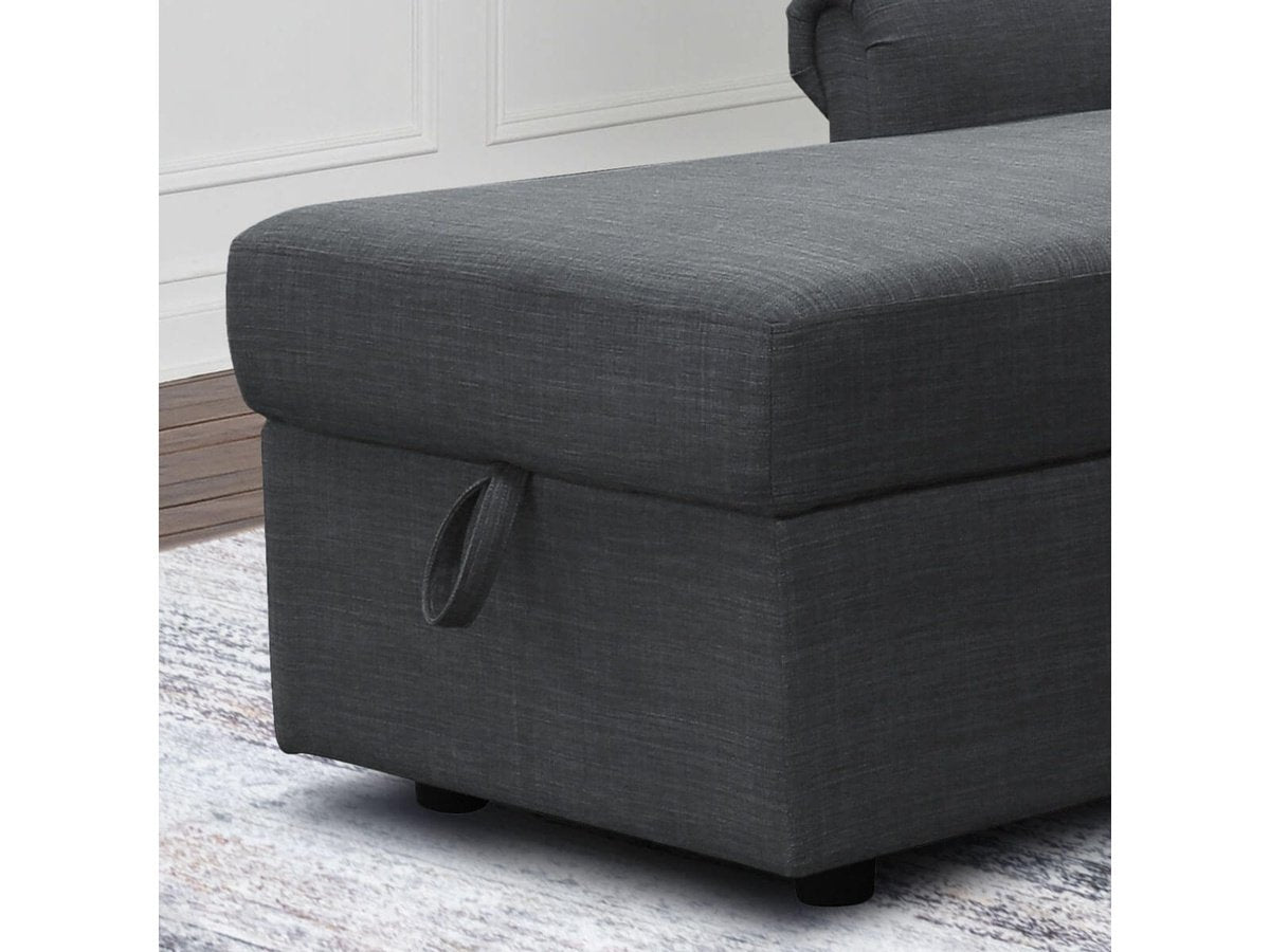 Hamilton Storage Sofa Bed Reversible Sectional, Charcoal Grey 