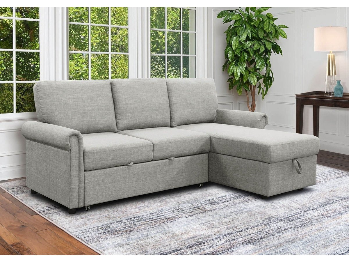 Hamilton Storage Sofa Bed Reversible Sectional, Heather Grey 