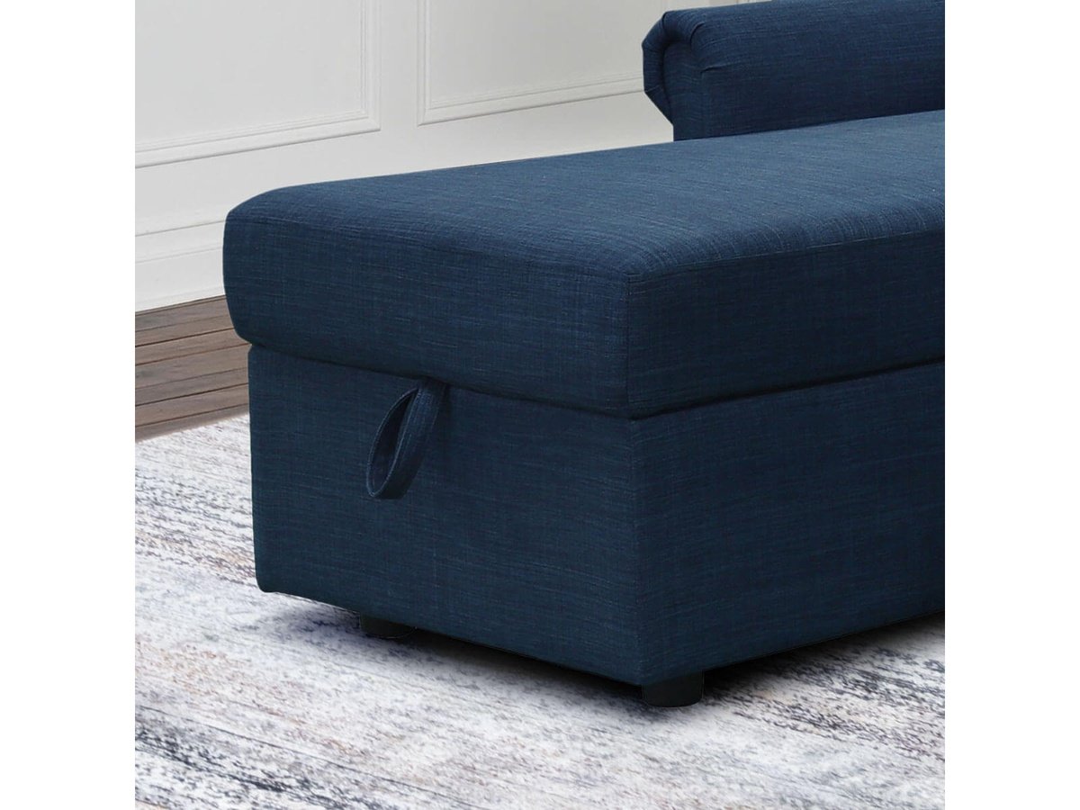 Hamilton Storage Sofa Bed Reversible Sectional, Navy Blue 